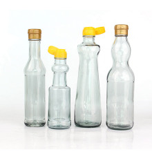 Hot sale 150ml 300ml 350ml 5oz 10oz clear glass sauce sesame oil vinegar bottle with flip cap